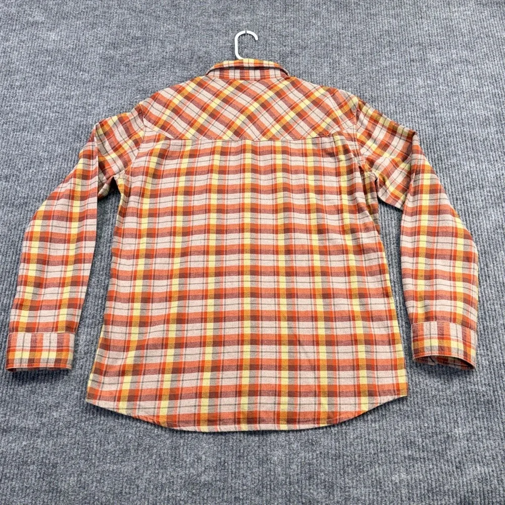 Stio Shirt Mens XL Orange Plaid Flannel Button Up Long Sleeve Outdoor Casual